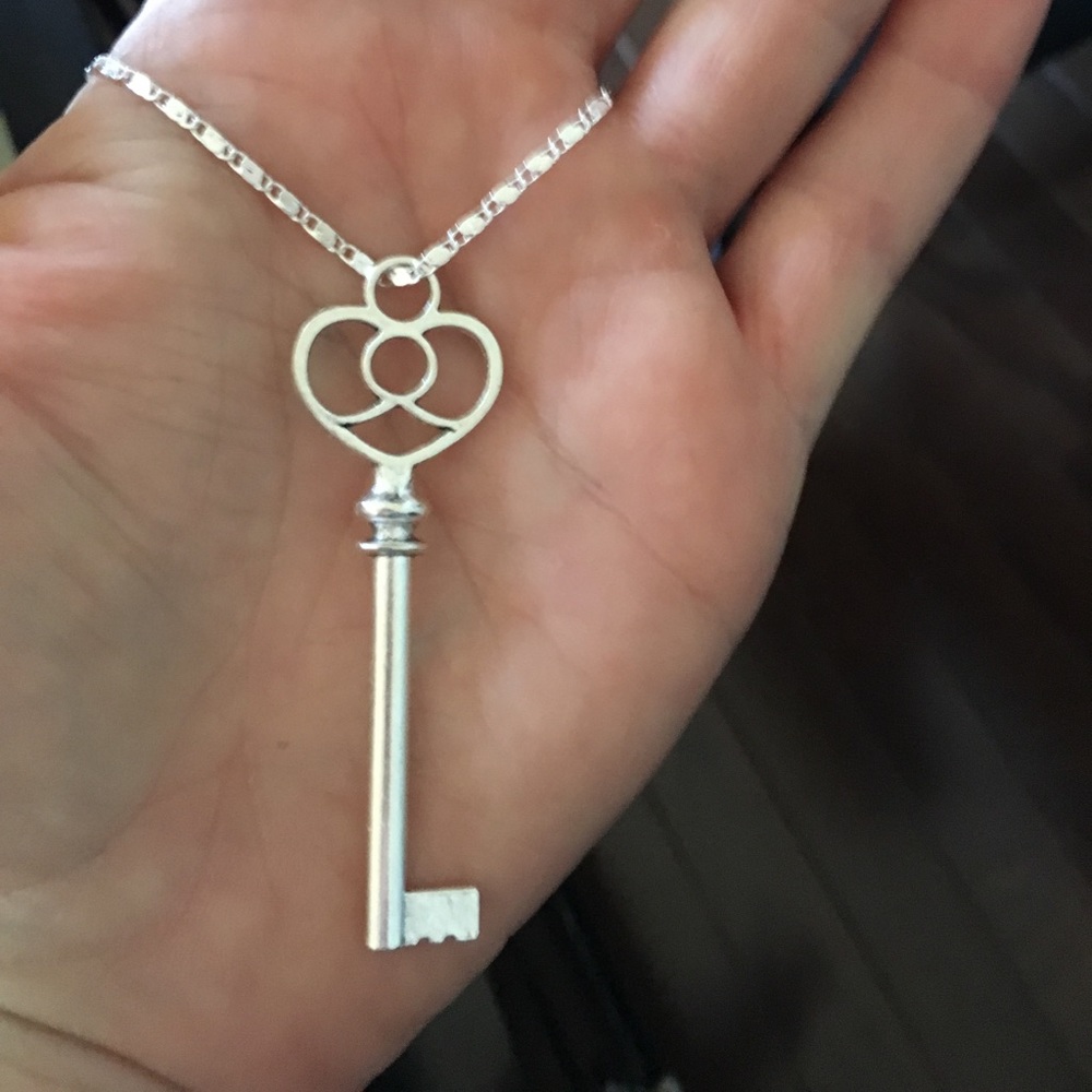 Key Pendant on Silver Chain Pendant Necklace
